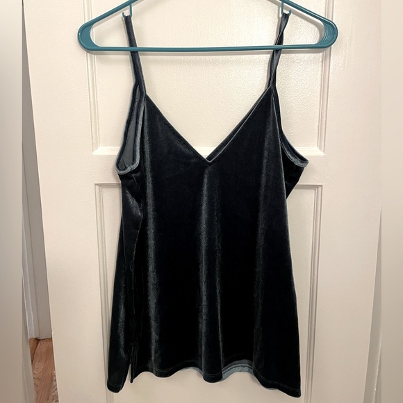 Old Navy - Green / Teal Velvet V Neck Tank Top - Size S - Picture 2 of 5